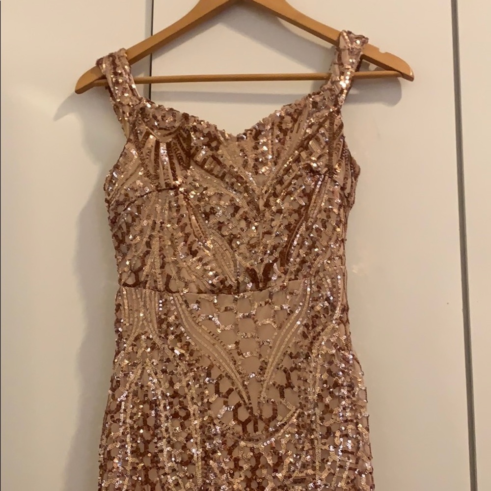 Long ROSE GOLD mermaid sequins dress